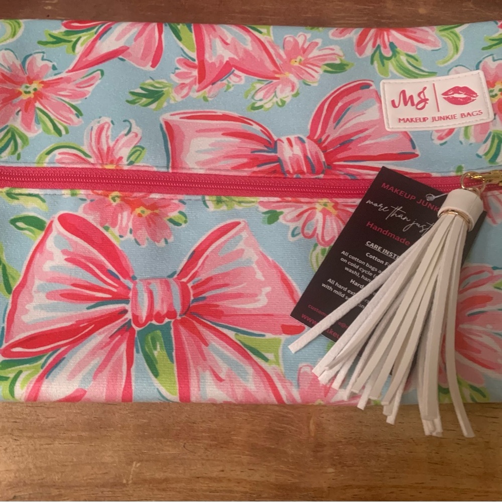 Makeup Junkie Bags Floral Cosmetic Pouch - Pink and Blue